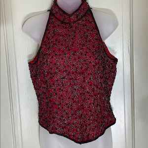 Papell Boutique Evening Silk Beaded Top